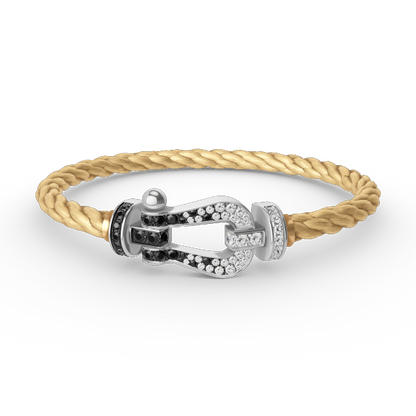 [BLUE TEARS]FORCE LARGE HORSESHOE BLACK WHITE DIAMOND BRACELET SILVER