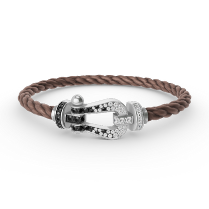 [BLUE TEARS]FORCE LARGE HORSESHOE BLACK WHITE DIAMOND BRACELET SILVER