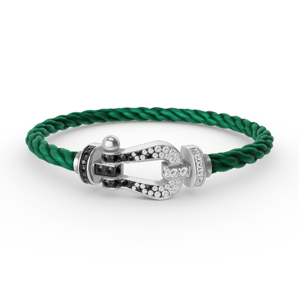 [BLUE TEARS]FORCE LARGE HORSESHOE BLACK WHITE DIAMOND BRACELET SILVER
