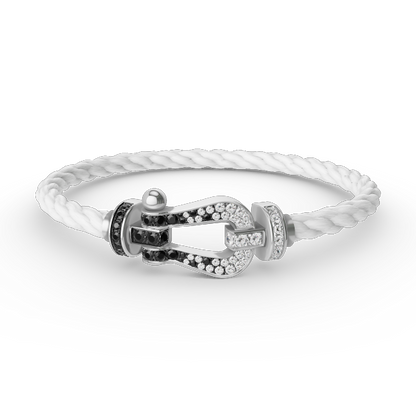 [BLUE TEARS]FORCE LARGE HORSESHOE BLACK WHITE DIAMOND BRACELET SILVER