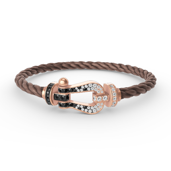 [BLAUE TRÄNEN]FORCE GROSSES HUFEISENARMBAND MIT SCHWARZEN WEISSEN DIAMANTEN UND ROSÉGOLD