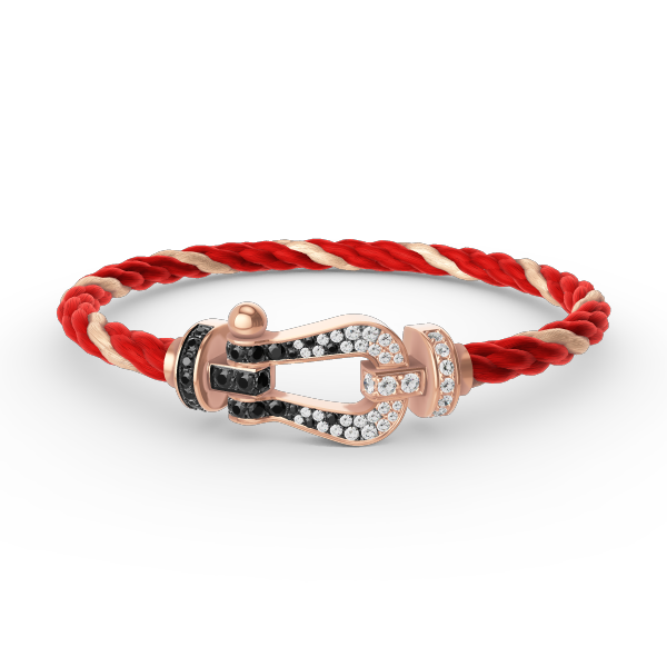 [BLAUE TRÄNEN]FORCE GROSSES HUFEISENARMBAND MIT SCHWARZEN WEISSEN DIAMANTEN UND ROSÉGOLD