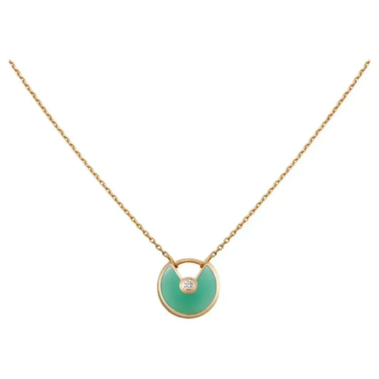 [BLUE TEARS]AMULETTE GOLD MALACHITE NECKLACE