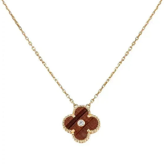 [BLUE TEARS]CLOVER 15MM DIAMOND AND YELLOW TIGER'S EYE AGATE necklace