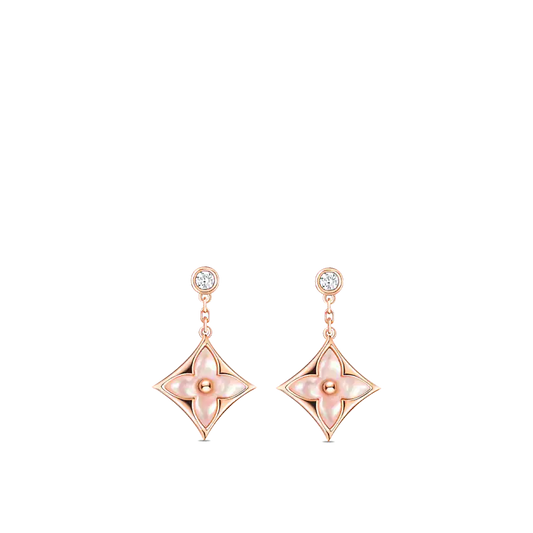 [BLUE TEARS]DOUBLE STAR PINK GOLD MOP DROP EARRINGS