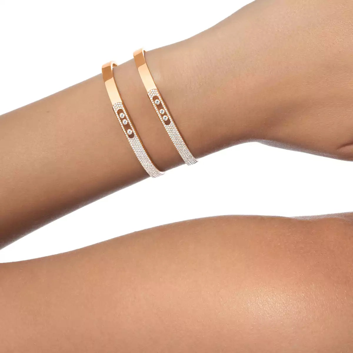 [Blue Tears Jewelry]Move Noa Rose Gold Pav¨¦ Diamond Bangle Bracelet