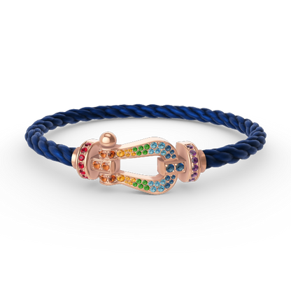 [BLUE TEARS]FORCE LARGE HORSESHOE  COLORED DIAMOND BRACELET ROSE GOLD