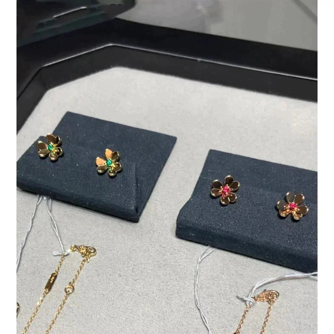 [BLAUE TRÄNEN]FRIVOLE BLUMEN ROSA OHRRINGE