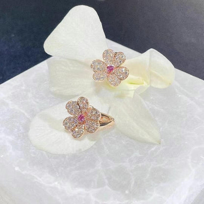 [BLAUE TRÄNEN]FRIVOLE ROTGOLD-OHRRINGE MIT BLUMENDIAMANTEN
