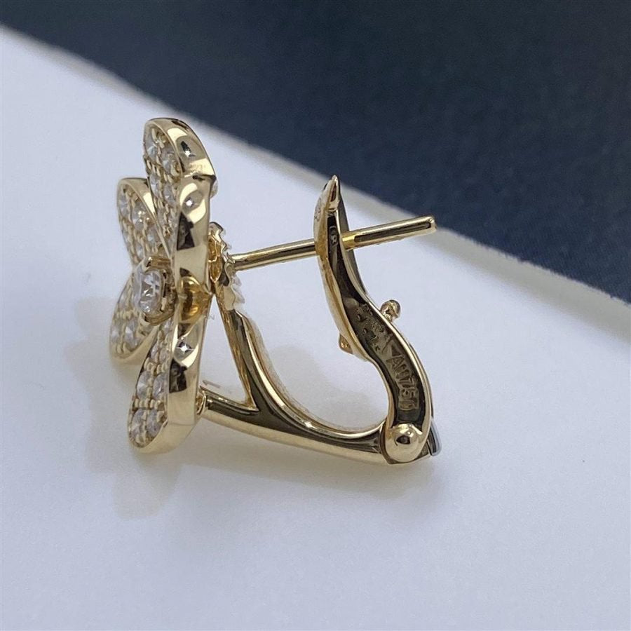 [BLAUE TRÄNEN]FRIVOLE GOLDENE BLUMEN-DIAMANT-OHRRINGE 