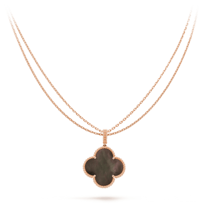 [BLUE TEARS]CLOVER 25MM GOLD DARK MOP BIG CLOVER NECKLACE