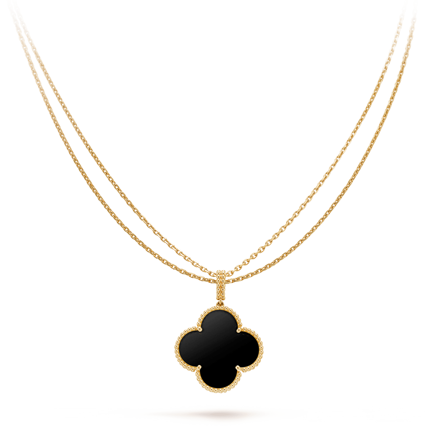 [BLUE TEARS]CLOVER 25MM GOLD ONYX BIG CLOVER NECKLACE
