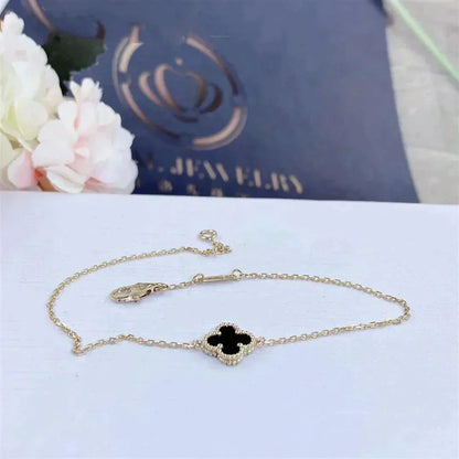 [BLUE TEARS]CLOVER ONYX SINGLE FLOWER BRACELET