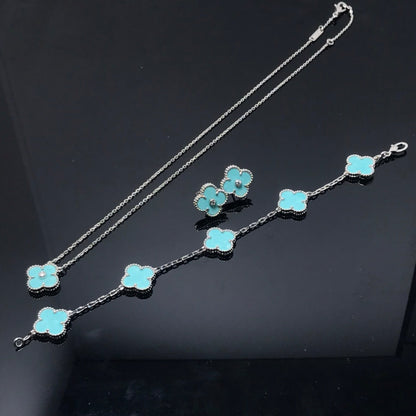 [BLAUE TRÄNEN]CLOVER 1 DIAMANT BLAUER HIMMEL SILBER OHRRINGE